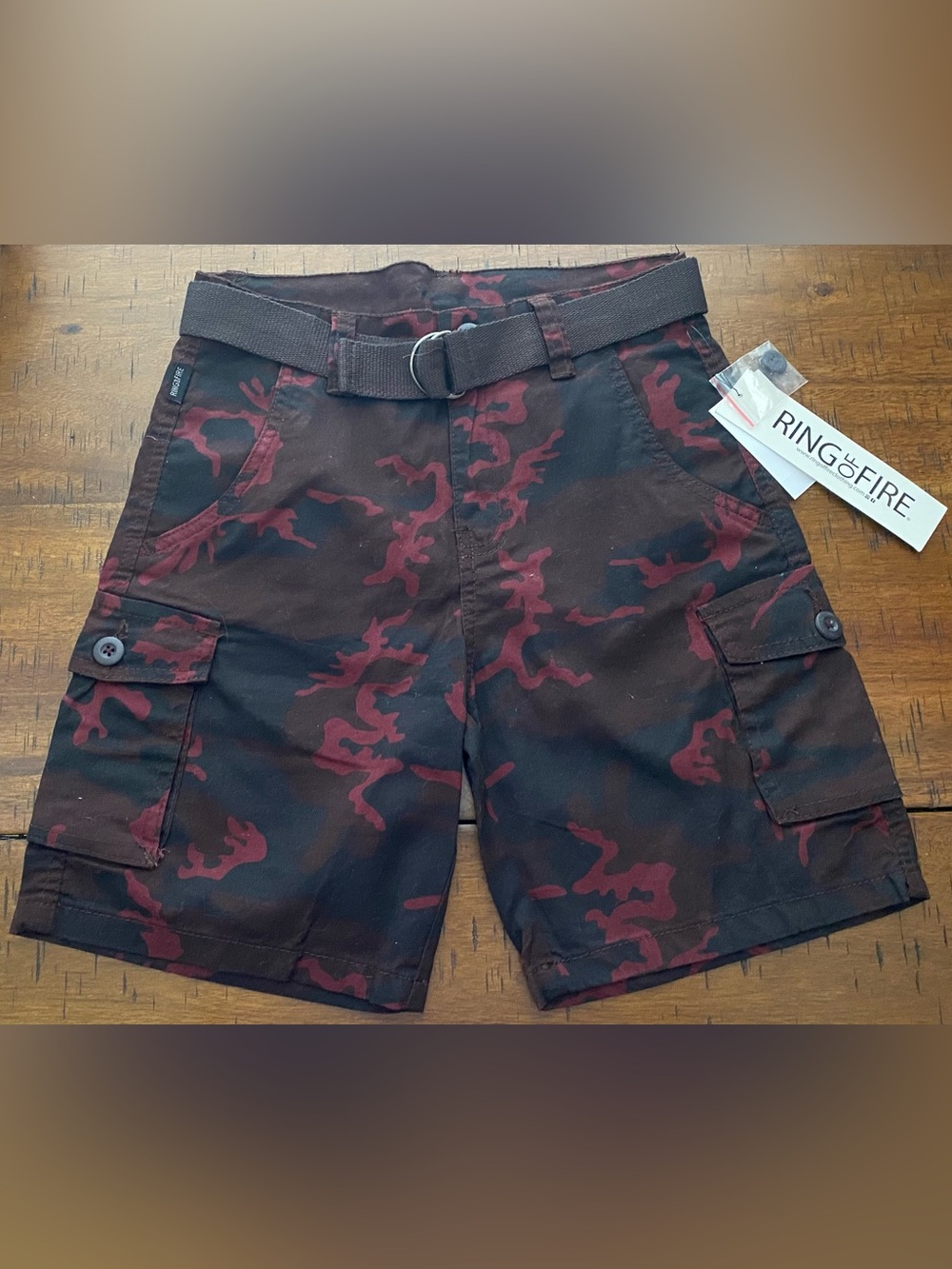 •NWT•Ring of Fire Kids Belted Cargo Shorts